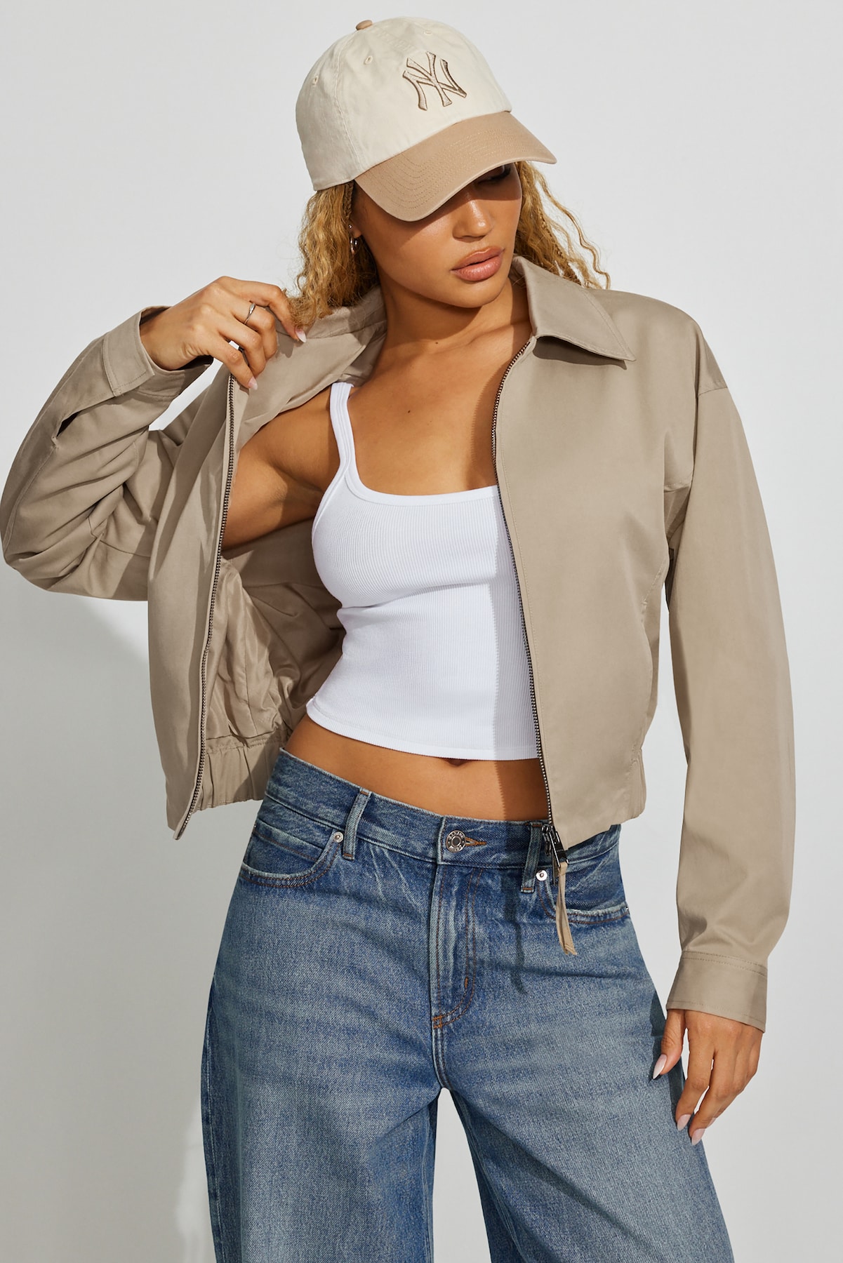 Crop Twill Bomber Jacket