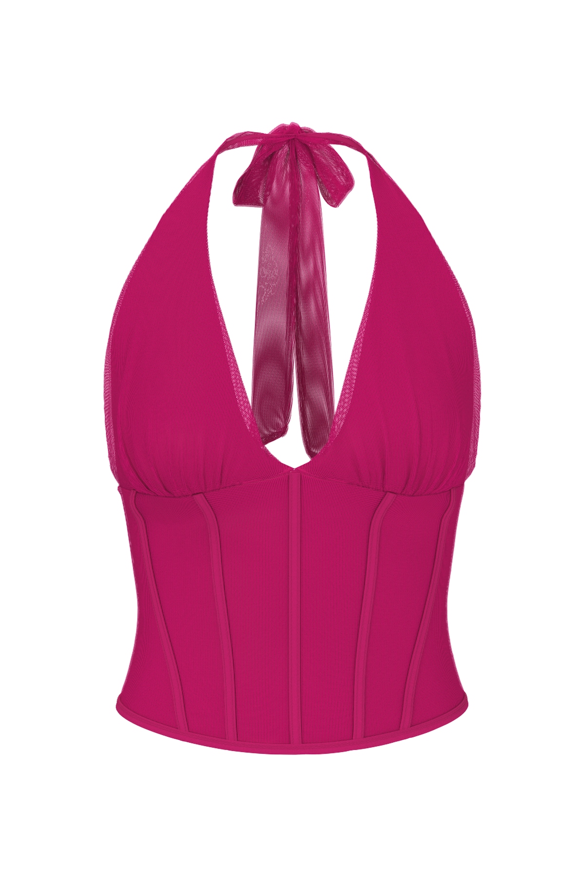 Alternative view of Plunge Halter Mesh Corset Top